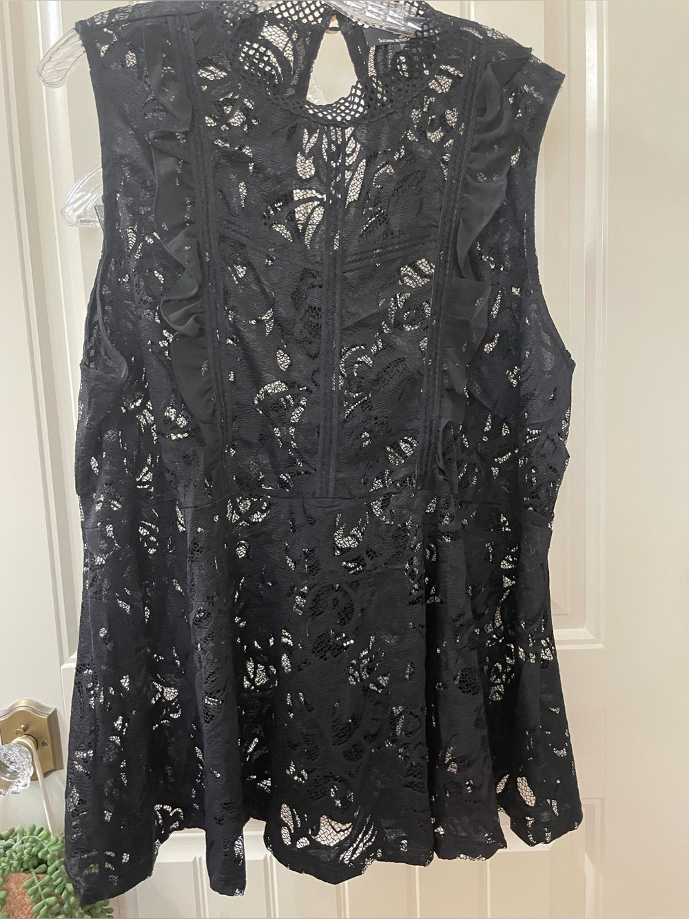 Suzanne Betro Black Lace Overlay Top